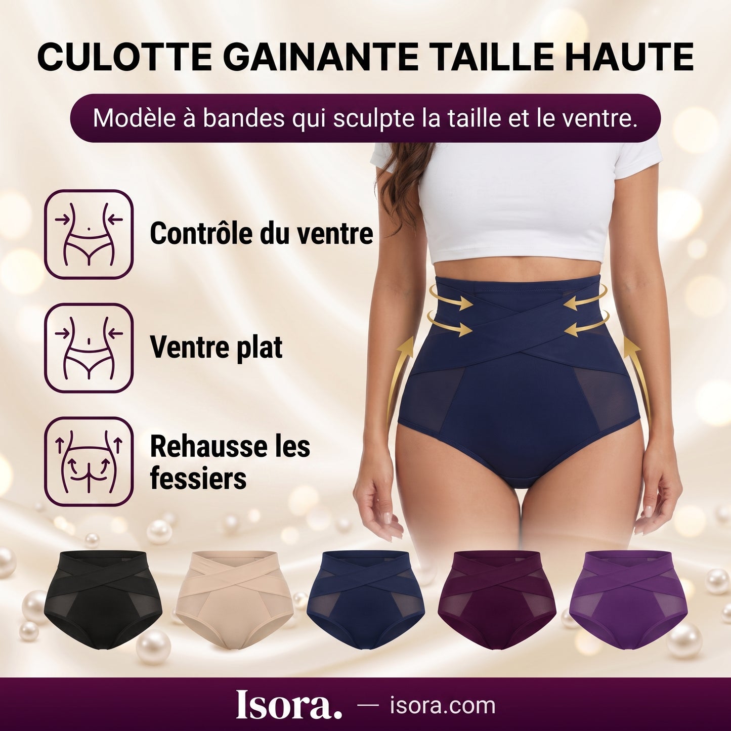 Culotte Gainante CrossBand™ — Taille Haute Sans Couture Ventre Plat