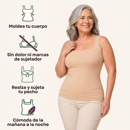 Camiseta de tirantes moldeadora y cómoda con sujetador integrado